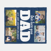 Couverture Polaire Nous vous aimons Papa Marine Bleu 4 Photo Enfant F (Devant (Horizontal))