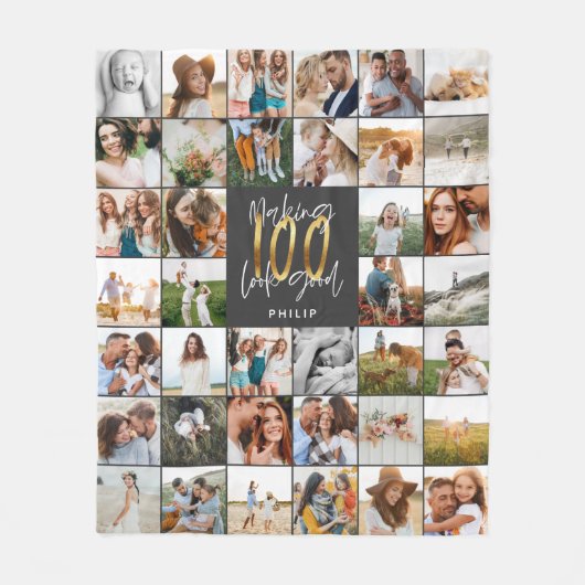 Couverture Polaire Nouveau 100e anniversaire multi photo script cadea (Devant)