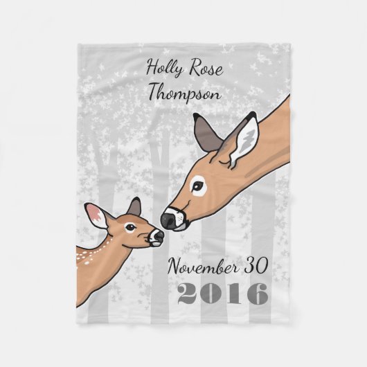 Couverture Polaire Nouveau bébé Cute Deer Fawn personnalisé (Devant)