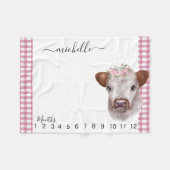 Couverture Polaire Nouveau bébé Milestone Highland Cow Rose (Devant (Horizontal))