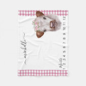 Couverture Polaire Nouveau bébé Milestone Highland Cow Rose (Devant)