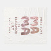 Couverture Polaire Nouveau Mama Whimsical White Pink Nom Date Nouveau (Devant (Horizontal))