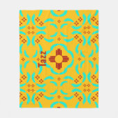 Couverture Polaire Nouveau-Mexique Red Zia Turquoise Plumes (Devant)