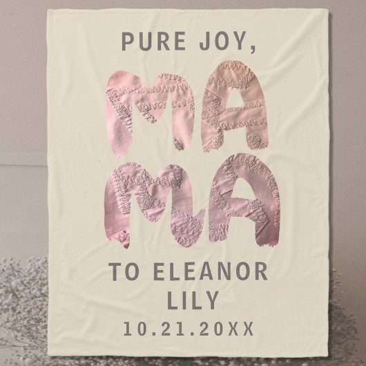 Couverture Polaire Nouveau nom Mama Whimsical Beige Rose Nouveau nom 