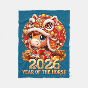 Couverture Polaire Nouvel an chinois 2026 année du cheval de feu