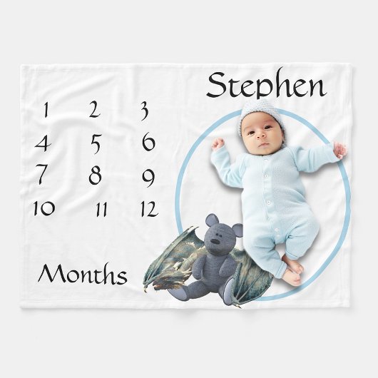 Couverture Polaire Nouvel bébé Jalon Bleu Dragon Teddy Ours