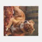 Couverture Polaire Nouvelle-Écosse Canard Terrier À L'Automne Feuille (Devant (Horizontal))