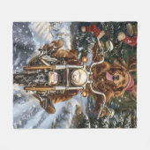 Couverture Polaire Nouvelle-Écosse Moto à chiens Noël (Devant (Horizontal))