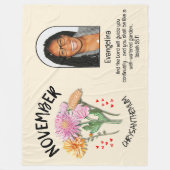 Couverture Polaire NOVEMBRE Mois de naissance NOM Fleur PHOTO Christi (Devant)