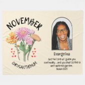 Couverture Polaire NOVEMBRE Mois de naissance NOM Fleur PHOTO Christi (Devant (Horizontal))
