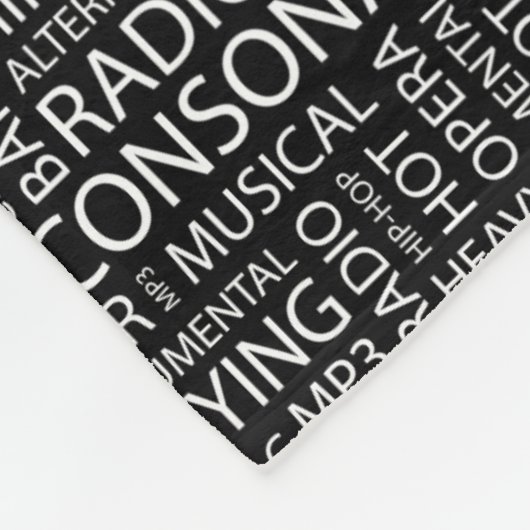 Couverture Polaire Nuage de mot de motif de MUSIQUE (Coin)