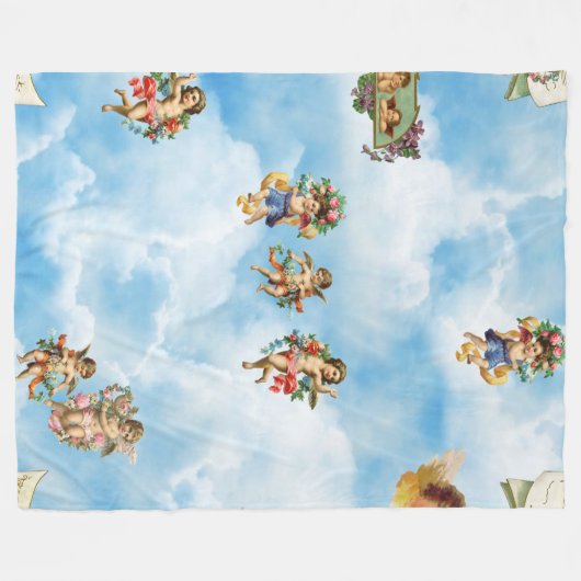 Couverture Polaire nuages ange cherubs (Devant (Horizontal))