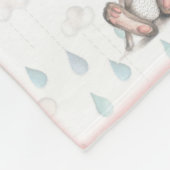 Couverture Polaire Nuages de Bunny et gouttes de pluie - rose (Coin)