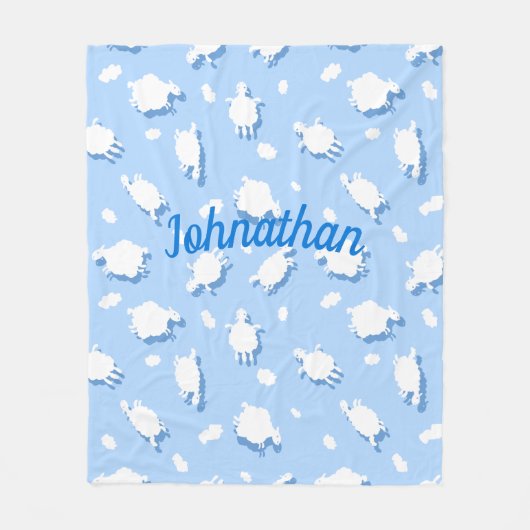 Couverture Polaire Nuages et agneaux fluides (bleus) personnalisés (Devant)