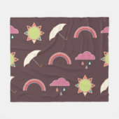Couverture Polaire Nuages, pluie, soleil, motif parapluie. (Devant (Horizontal))