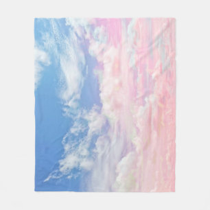 Couverture Polaire Nuages roses Aquarelle : Ciel rayonnant.