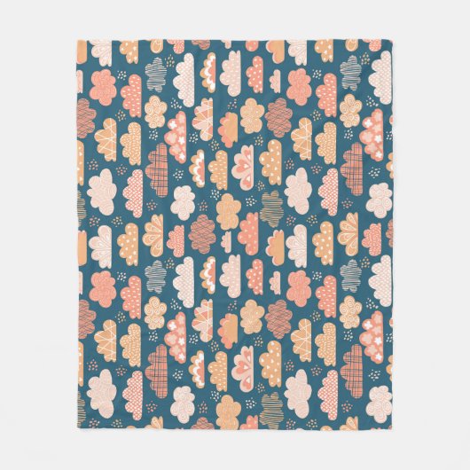 Couverture Polaire Nuages scandinaves : Motifs d'enfants dorés. (Devant)