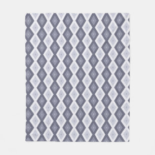 Couverture Polaire Nuances de bleu gris motif diamant