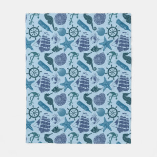 Couverture Polaire Nuances nautiques de motif bleu