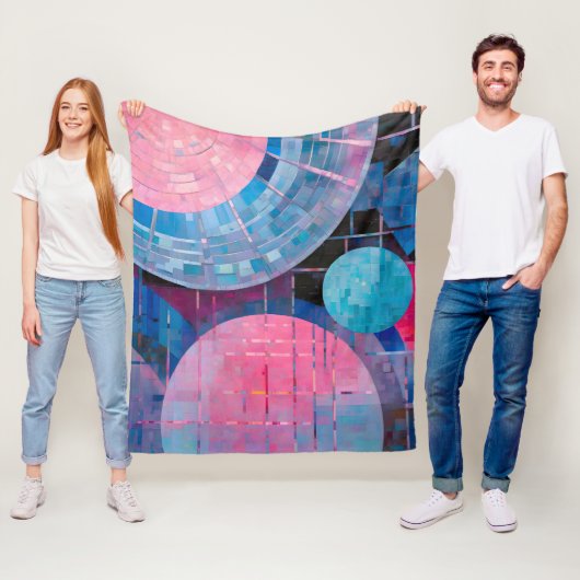 Couverture Polaire Nuances subtiles de bleu et de rose en Abstrait (En situation)