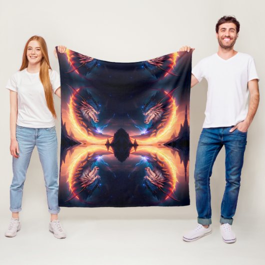 Couverture Polaire Nuit de feu Dragon Scape (En situation)