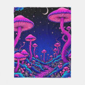 Couverture Polaire Nuit de forêt de champignons psychédélique (Devant)