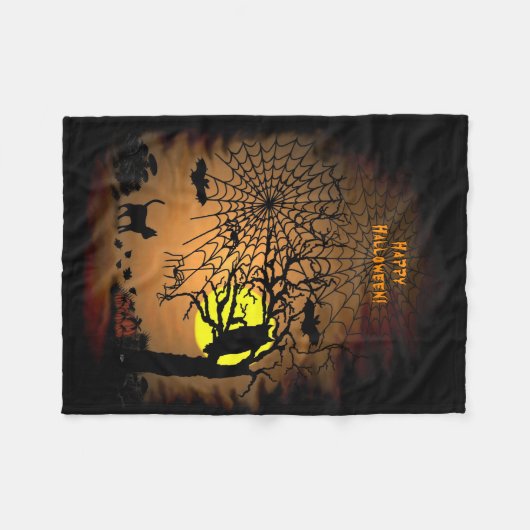 Couverture Polaire Nuit d'Halloween, Joyeux Halloween ! (Devant (Horizontal))