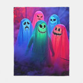 Couverture Polaire Nuit éffrayante de design Fantômes colorés (Devant)