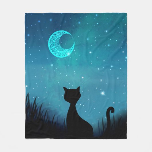 Couverture Polaire Nuit étoilée de chat (Devant)