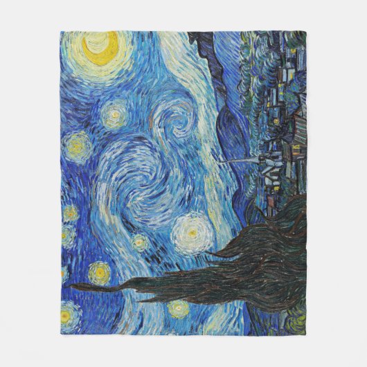 Couverture Polaire Nuit étoilée par Van Gogh, (Devant)