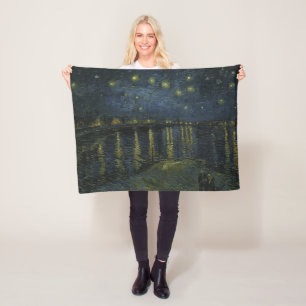 Couverture Polaire Nuit étoilée sur le Rhône, peinture à l'huile Van
