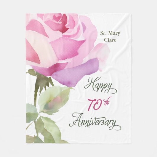 Couverture Polaire Nun Custom Name 70th Anniversary Jubilee Rose (Devant)