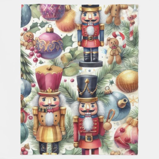 Couverture Polaire Nutcracker Aquarelle Motifs de Noël (Devant)