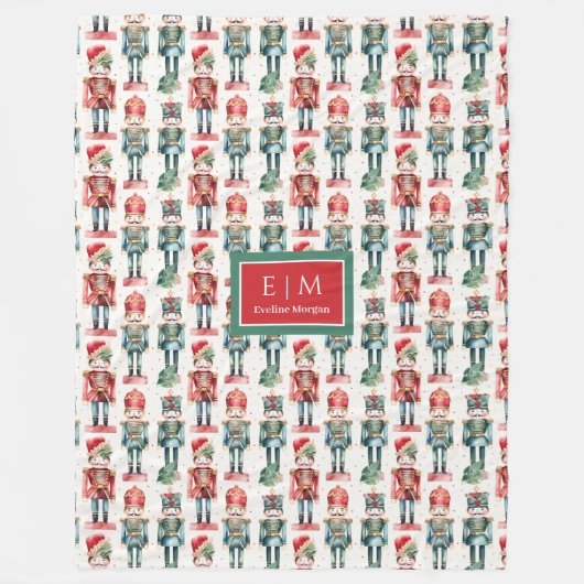 Couverture Polaire Nutcracker d'aquarelle mignonne cadeau de Noël (Devant)