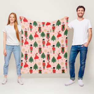 Couverture Polaire Nutcracker mignon Noël rose