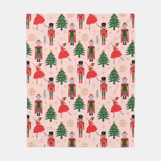 Couverture Polaire Nutcracker mignon Noël rose (Devant)