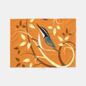 Couverture Polaire Nuthatch Rouge Sur Branche D'Arbre Stylisé (Devant (Horizontal))