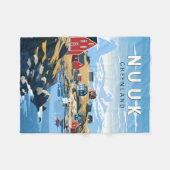 Couverture Polaire Nuuk Greenland Travel Art Vintage (Devant (Horizontal))