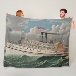 Couverture Polaire NY Voyage Grand Bateau à aubes à vapeur The Pilgri