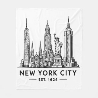 Couverture Polaire NYC Skyline Illustration with Statue of Liberty