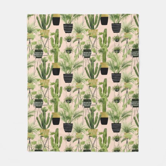 Couverture Polaire Oasis intérieure | Motif de ligne Plante (Devant)