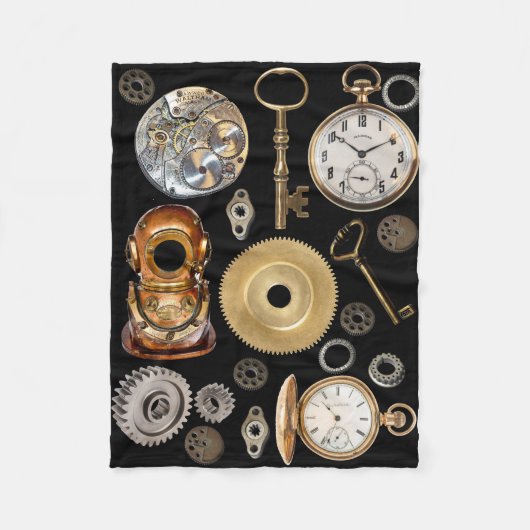 Couverture Polaire Objets Steampunk Gears Pocket watch Squelette Key (Devant)