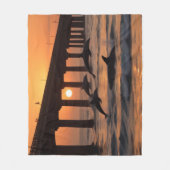 Couverture Polaire Ocean Beach Pier - Plage Sunset Dolphins (Devant)