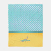 Couverture Polaire Ocean Blue, Sunny Beach, Silver Hearts Monogramme (Devant)