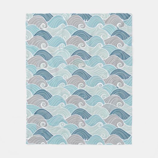 Couverture Polaire Ocean Breeze Blue & Grey Wave Fleece Throw (Devant)