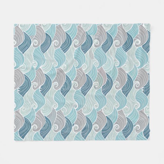 Couverture Polaire Ocean Breeze Blue & Grey Wave Fleece Throw (Devant (Horizontal))