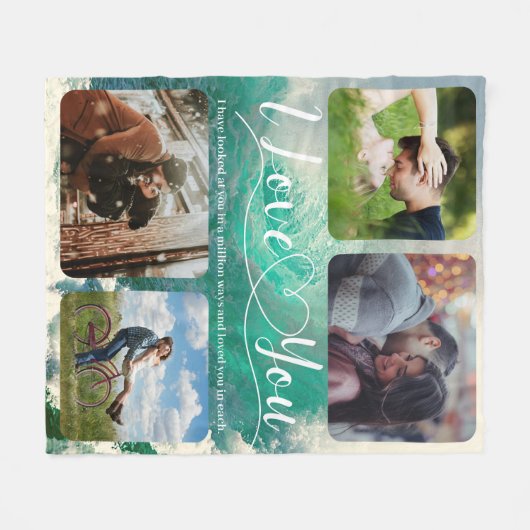 Couverture Polaire Ocean Love Photo collage Anniversaire Valentine (Devant (Horizontal))