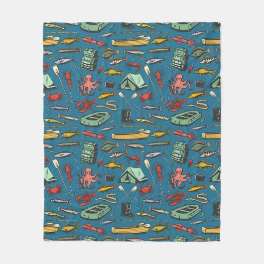 Couverture Polaire Ocean Shore Rubber Dinghy Fishing Pattern (Devant)