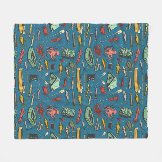 Couverture Polaire Ocean Shore Rubber Dinghy Fishing Pattern (Devant (Horizontal))