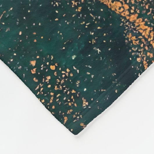 Couverture Polaire Océan Turquoise et bronze Abstrait Art (Coin)